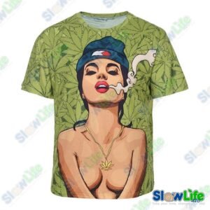 เสื้อยืด Harajuku Green Hemp Leaf Spit