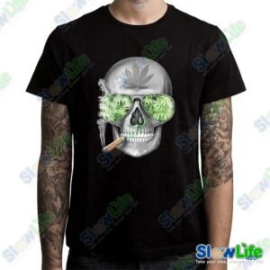 เสื้อยืด Skull Smoking Cannabis