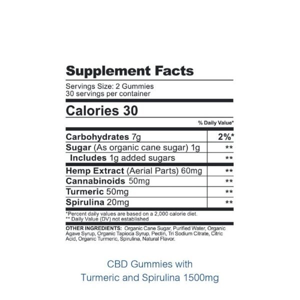 CBD Gummies with Turmeric and Spirulina 1500mg - Image 2